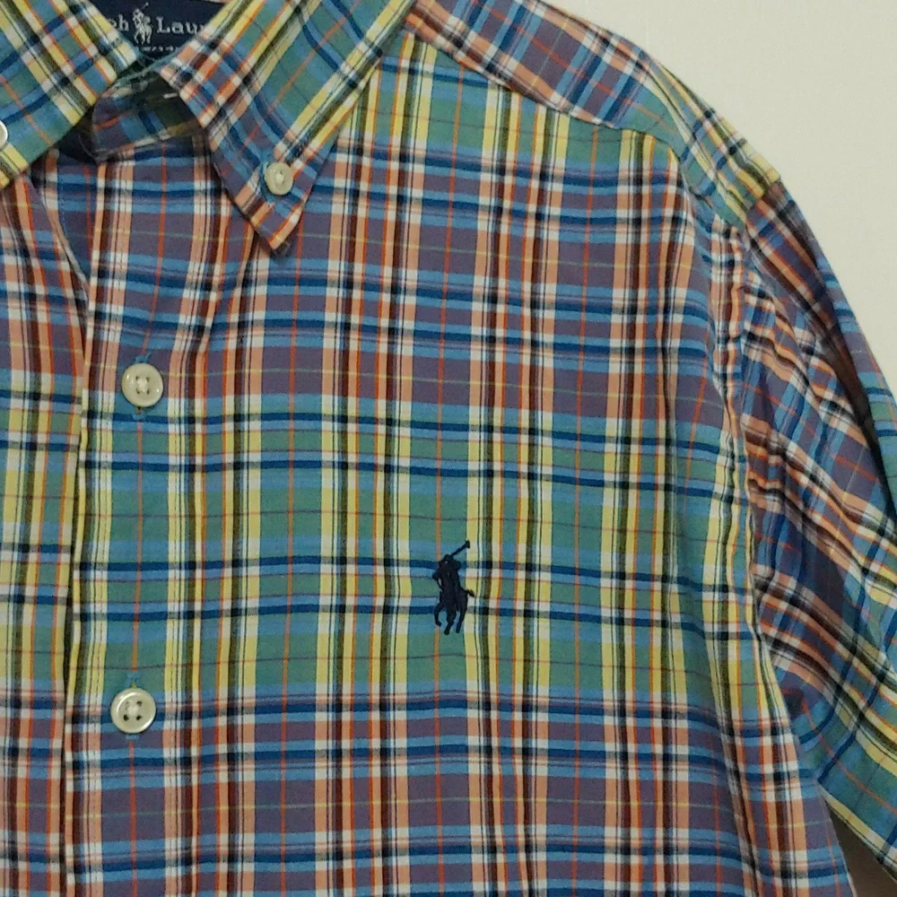 Ralph Lauren Short Sleeve Button Down Plaid shirt. Size Medium 12-14